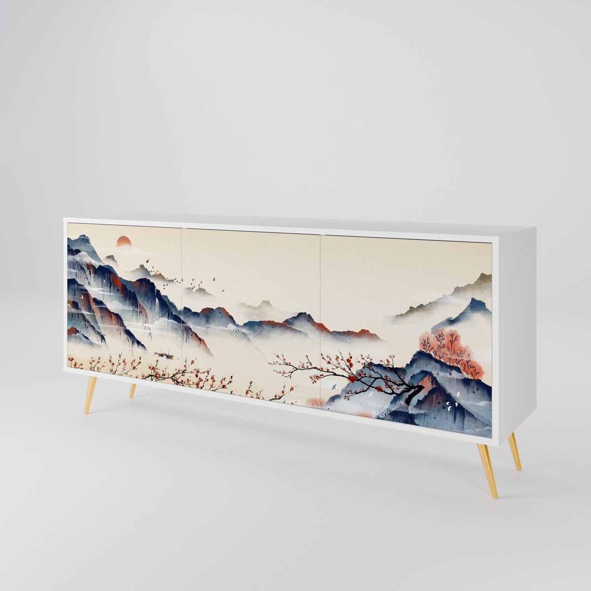 JAPANESE LANDSCAPE Skänk med tre dörrar