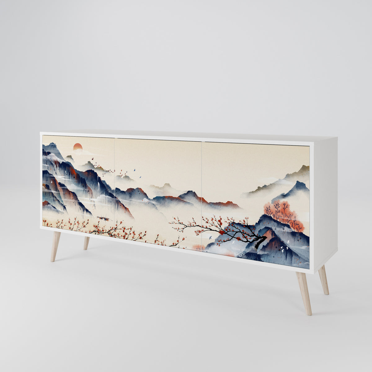 JAPANESE LANDSCAPE Skänk med tre dörrar