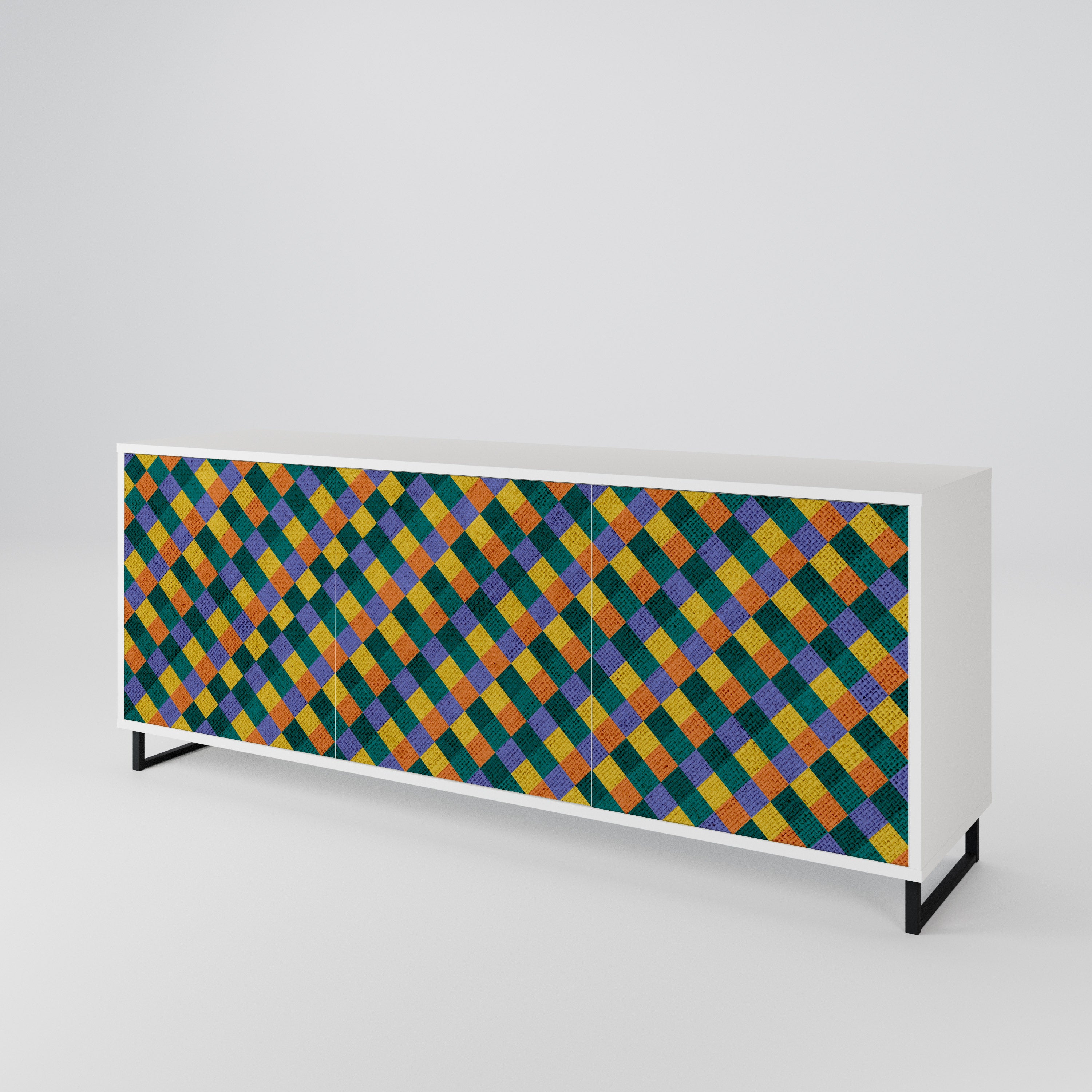 PAINTED SQUARES MIX Aparador de 3 Puertas