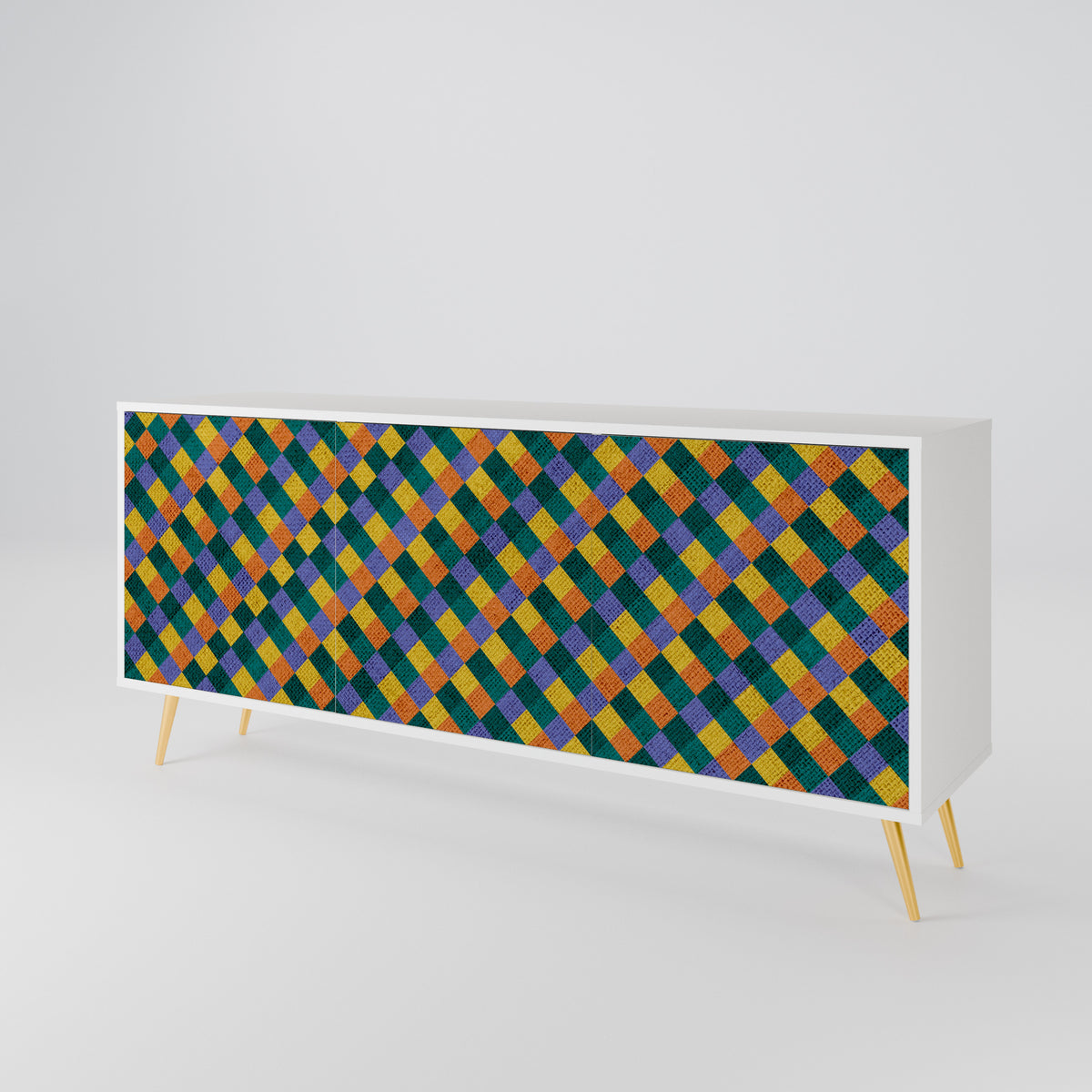 PAINTED SQUARES MIX Skänk med tre dörrar