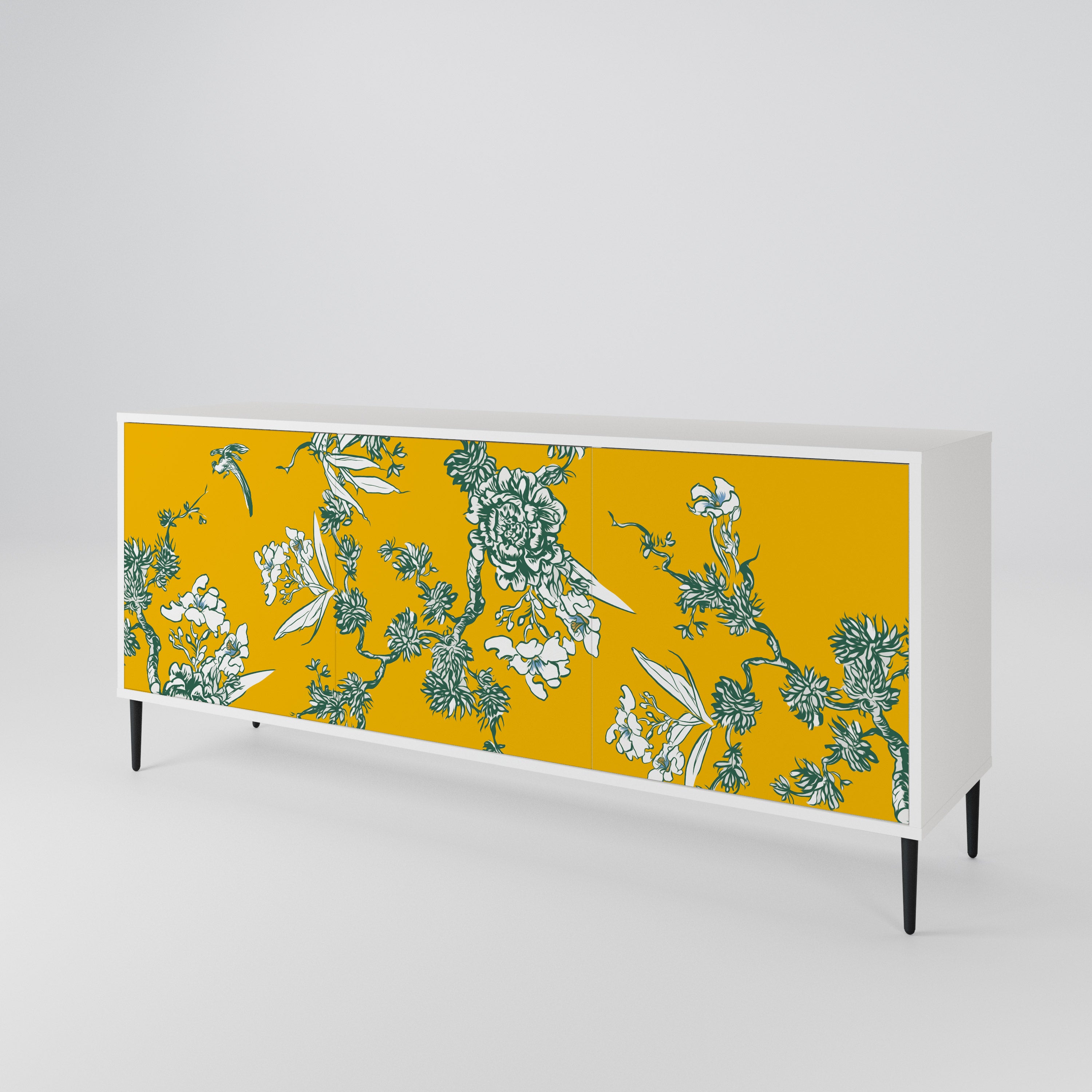 YELLOW CHINOISERIE 3-Door Sideboard