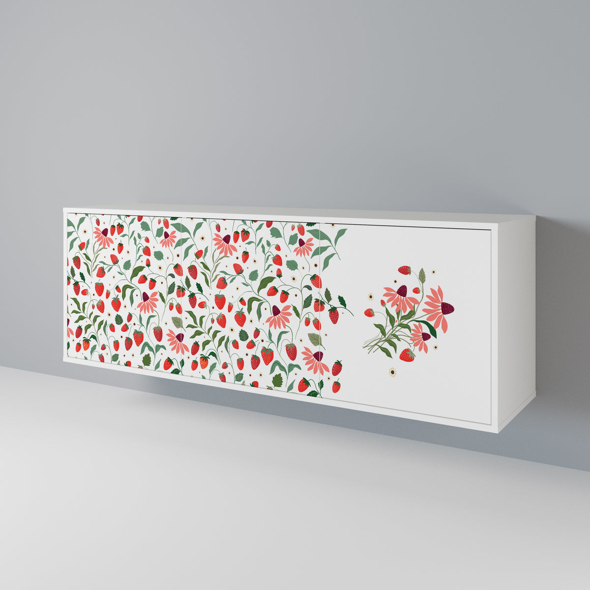 FLOWERS AND STRAWBERRIES Aparador de 3 Portas
