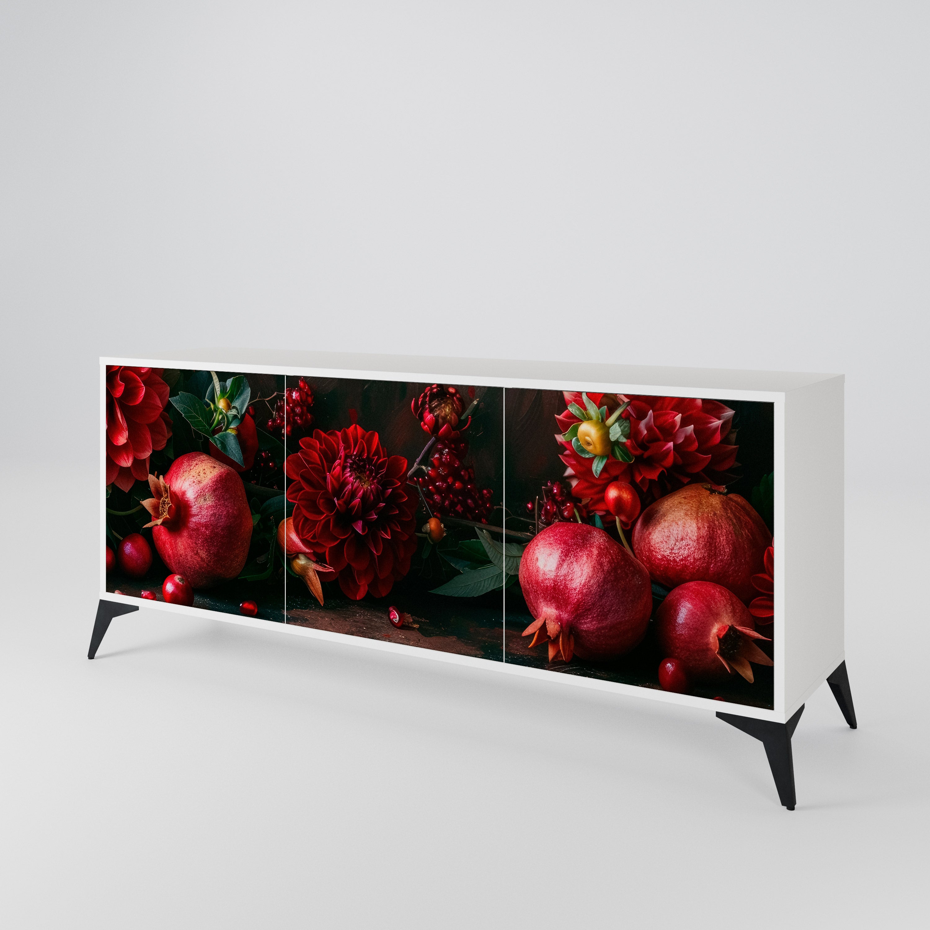 DAHLIAS AND POMEGRANATES 3-Door Sideboard