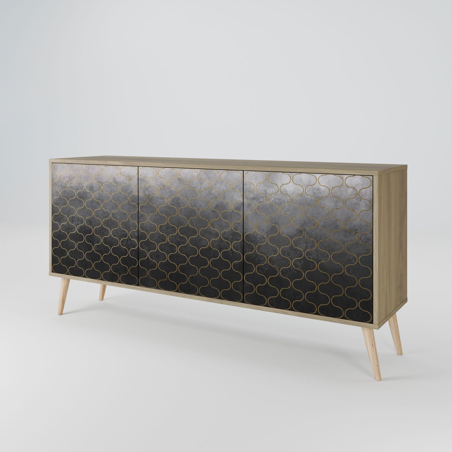 Credenza TESSELATED GRAYISH a 3 ante in effetto rovere