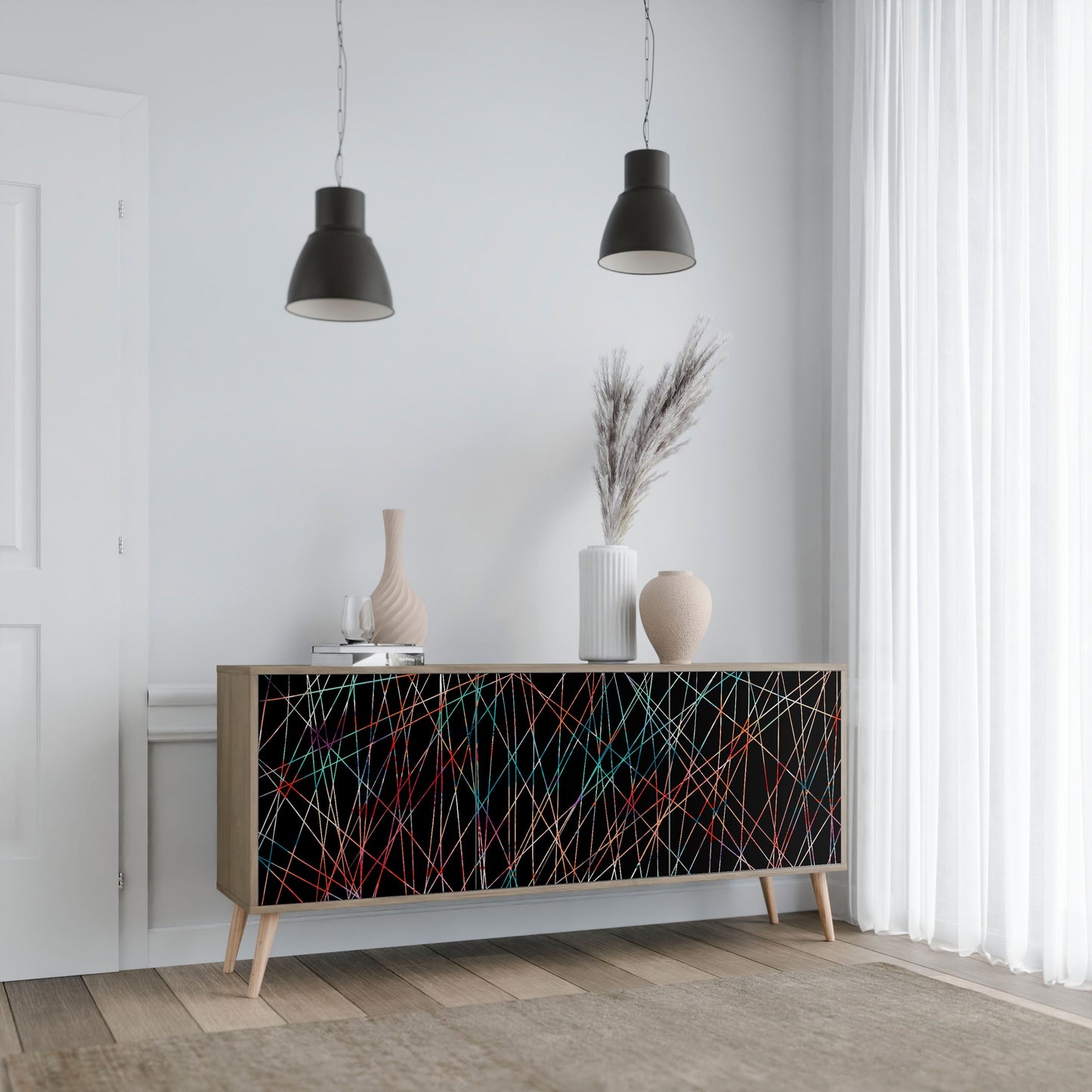 LUMINOUS SNARE 3-Door Sideboard in Oak Effect