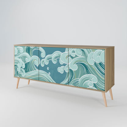 Credenza a 3 ante ASIAN SWAY in effetto rovere