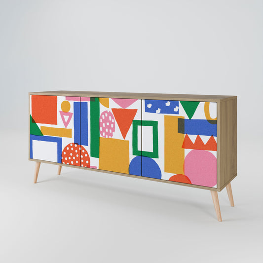 Credenza GEOMETRIC GLIMMER a 3 ante in effetto rovere