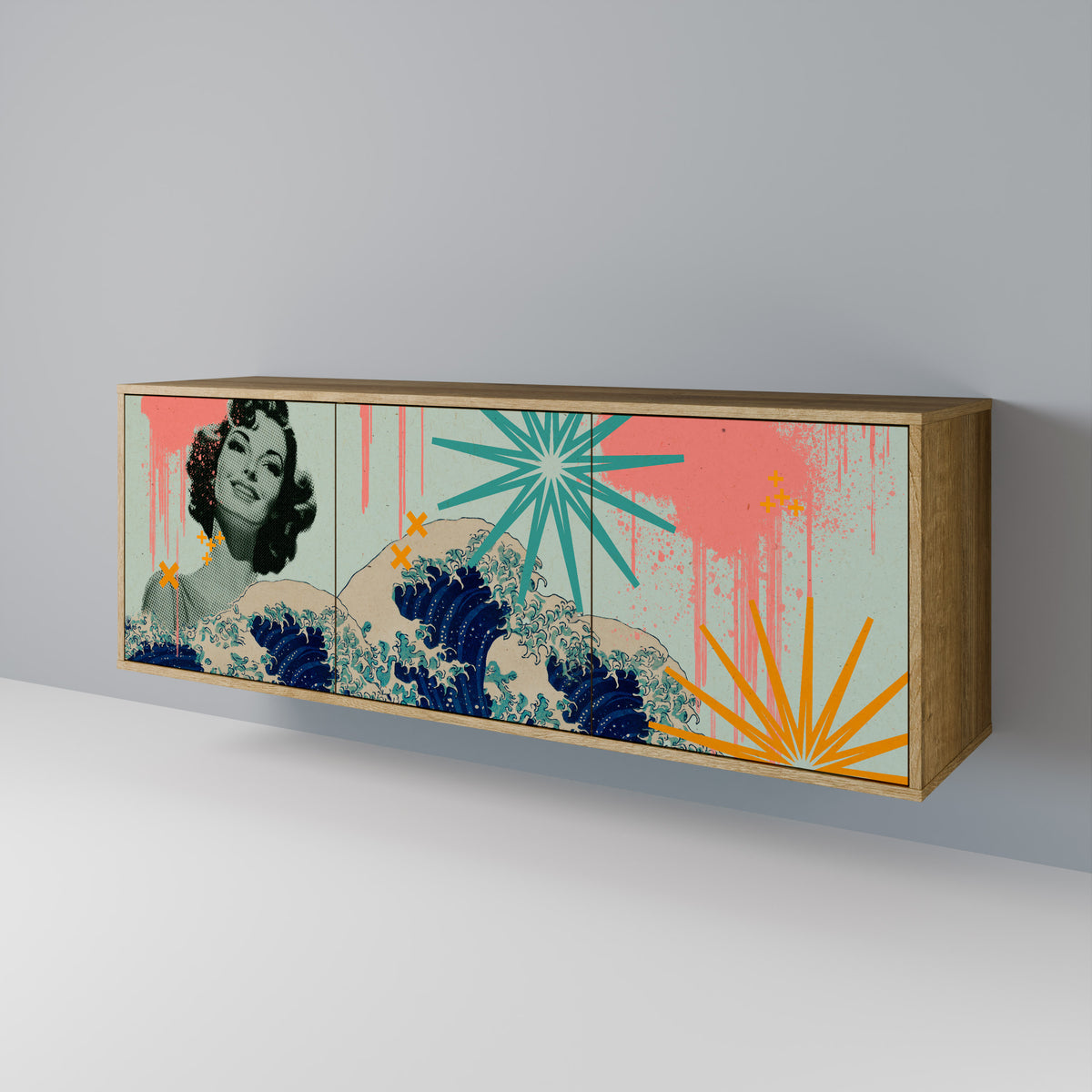 KANAGAWA BEAUTY Skänk med tre dörrar