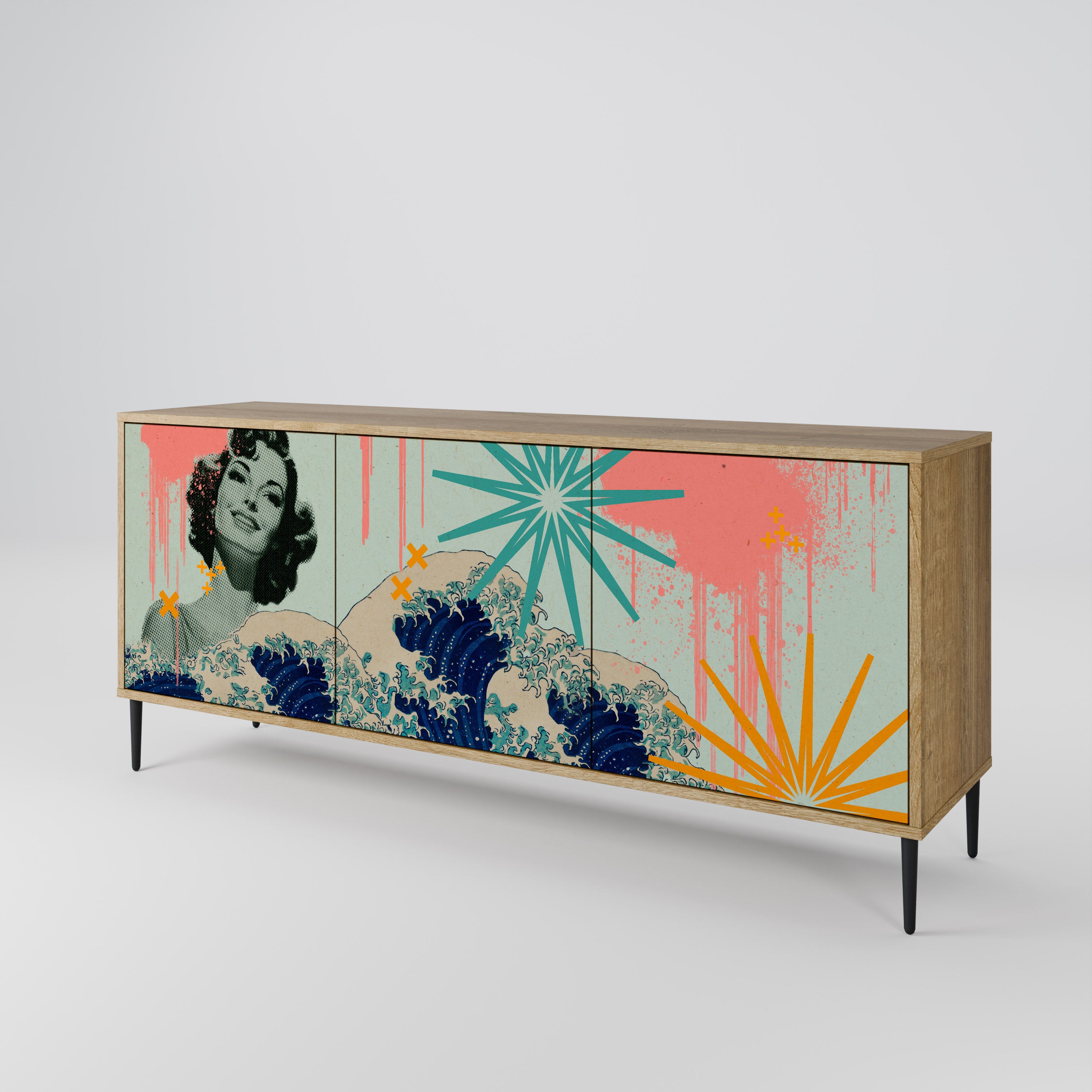KANAGAWA BEAUTY 3-türiges Sideboard