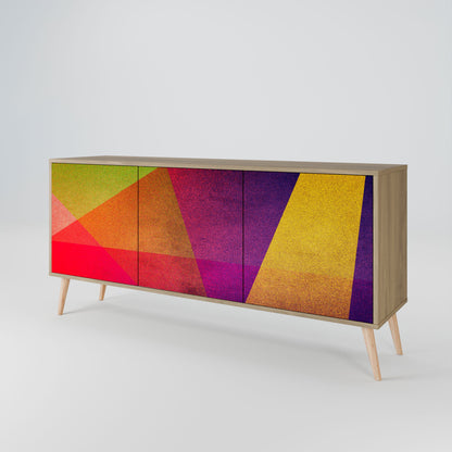 Credenza VIVID GEOMETRY a 3 ante in effetto rovere