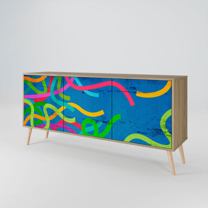 Credenza STREAMER TANGLE a 3 ante in effetto rovere