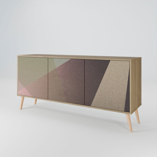 Credenza BEIGE GEOMETRY a 3 ante in effetto rovere