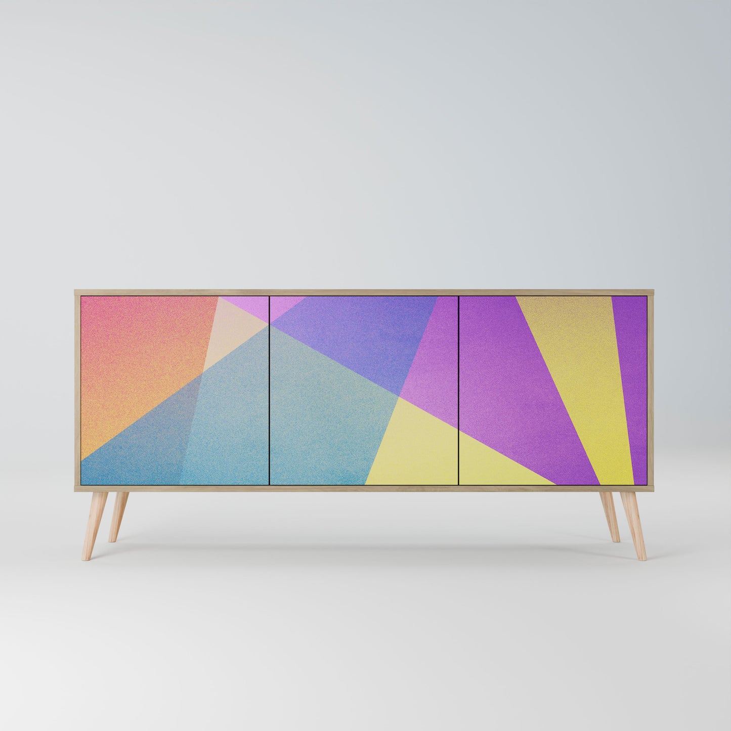 Credenza BRIGHT GEOMETRY a 3 ante in effetto rovere