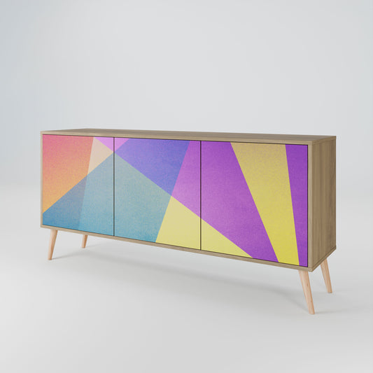 Credenza BRIGHT GEOMETRY a 3 ante in effetto rovere