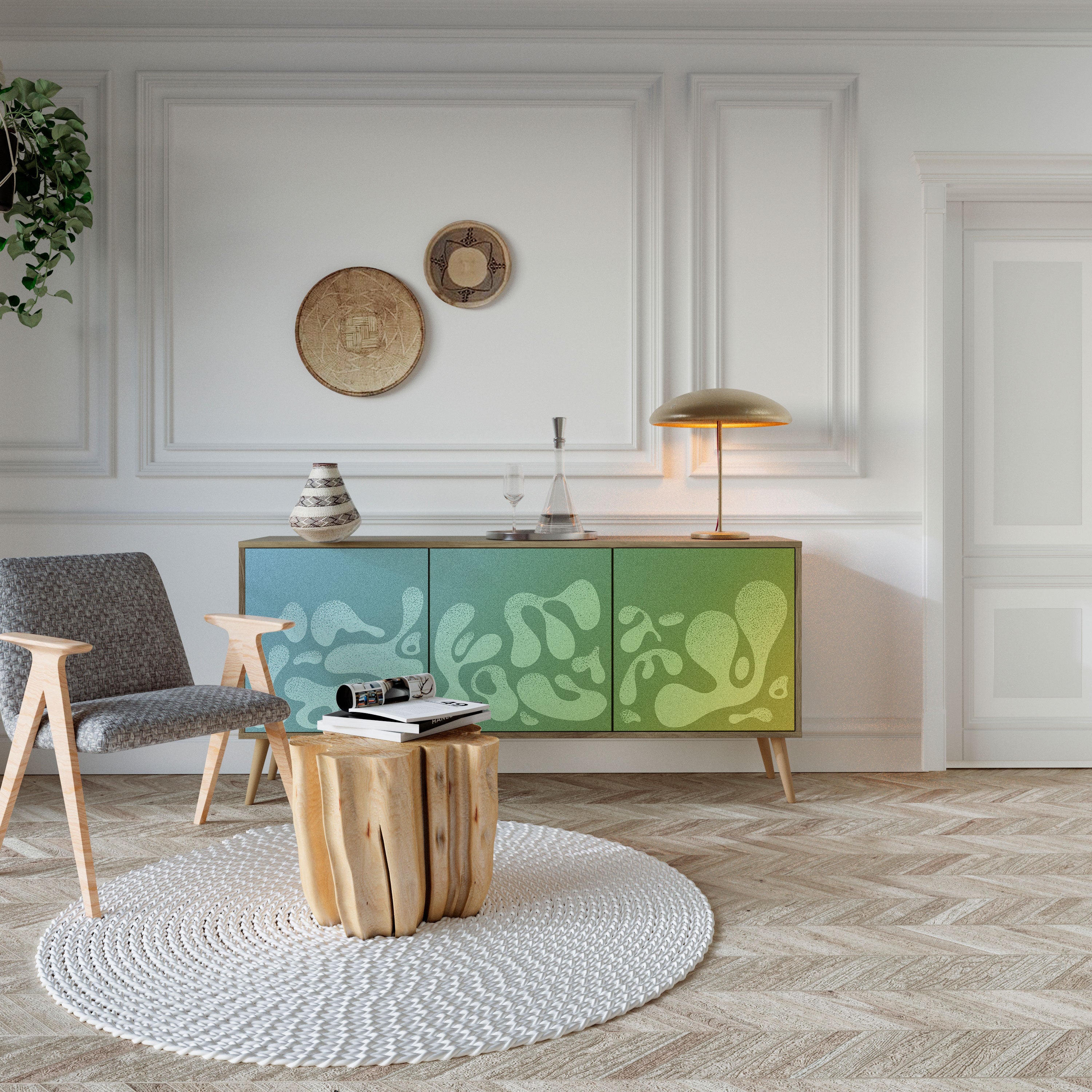 IRREGULAR BLUE 3-türiges Sideboard