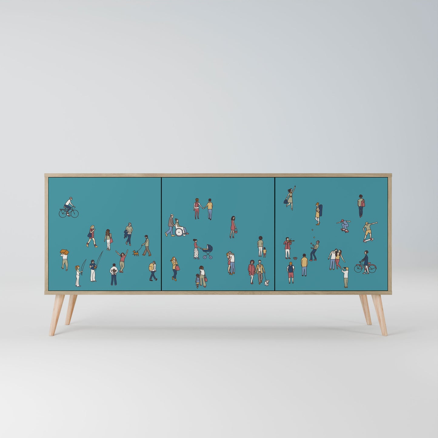 Credenza COLLECTIVE STREAM a 3 ante in effetto rovere