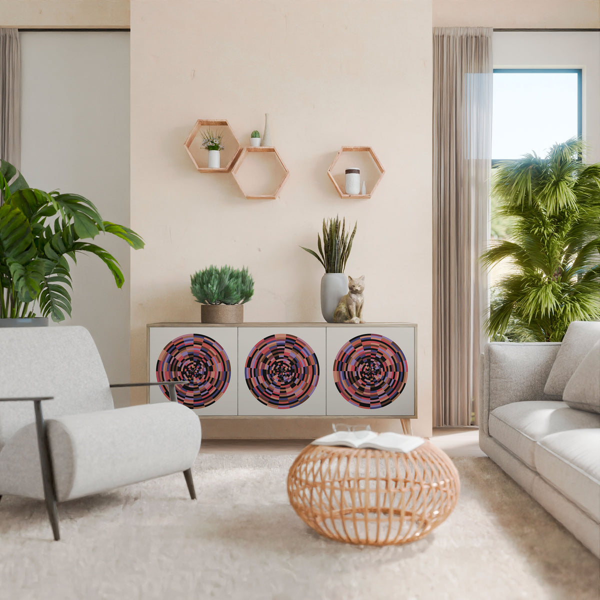 BROWN CIRCLES 3-Door Sideboard