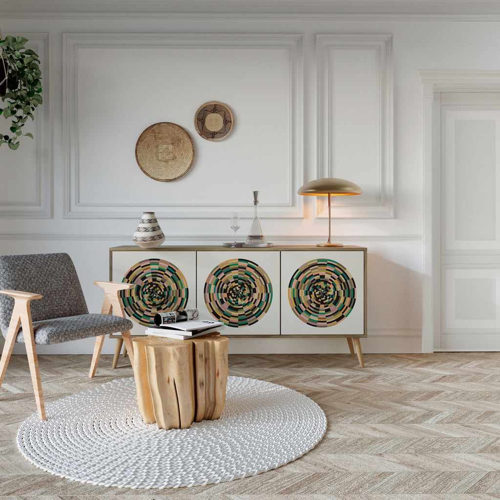 GREEN CIRCLES Skänk med tre dörrar