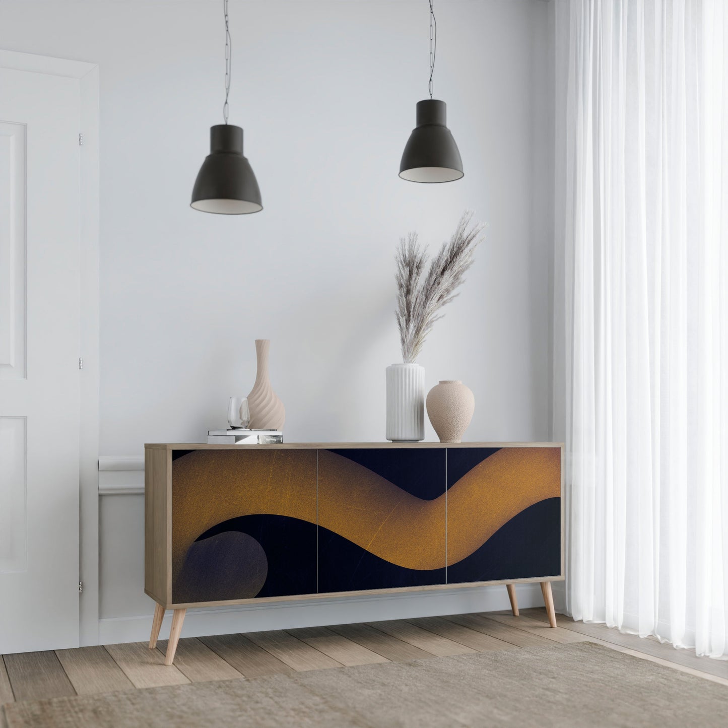 Credenza HOLLOW TIME a 3 ante in effetto rovere