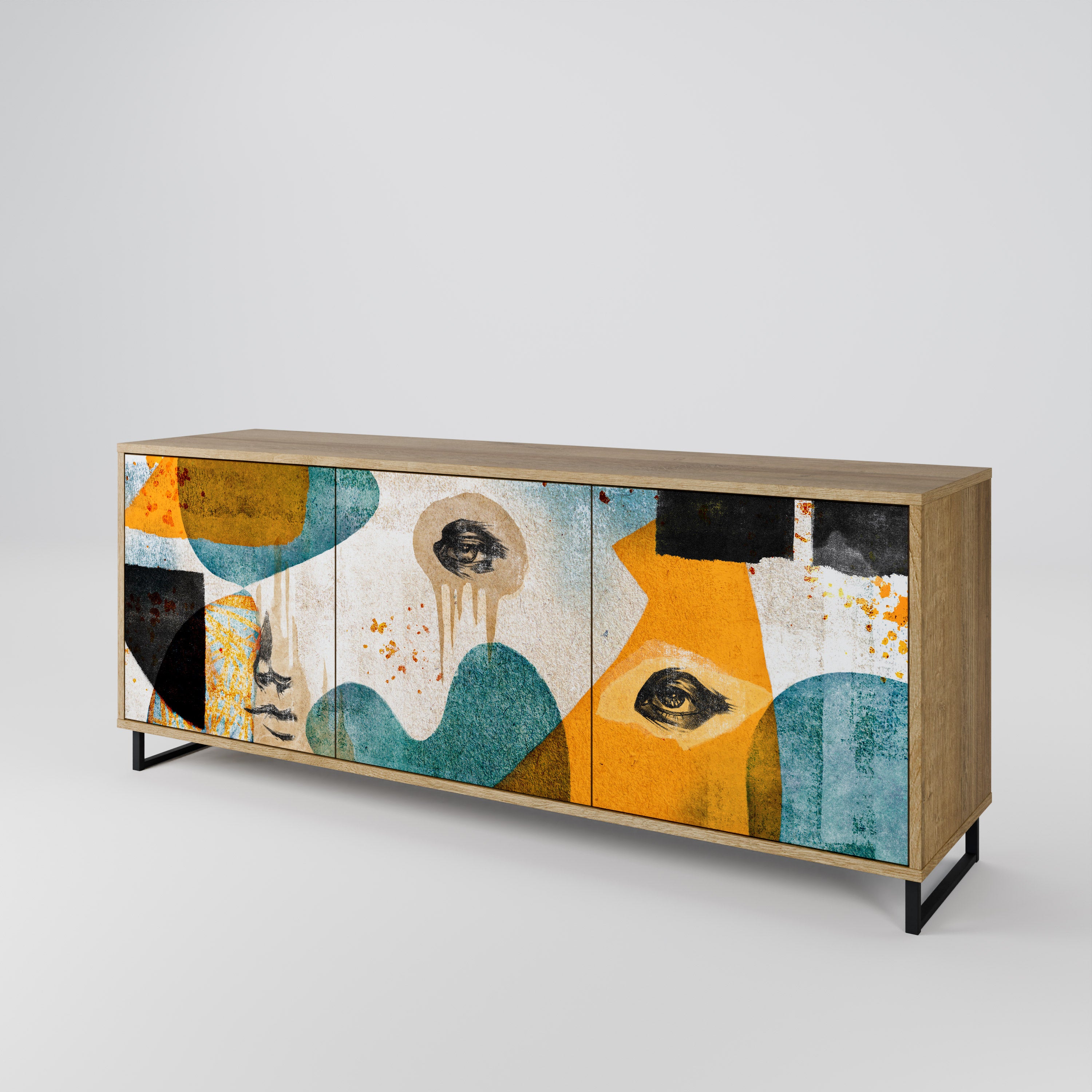 ABSTRACT FACES 3-Door Sideboard