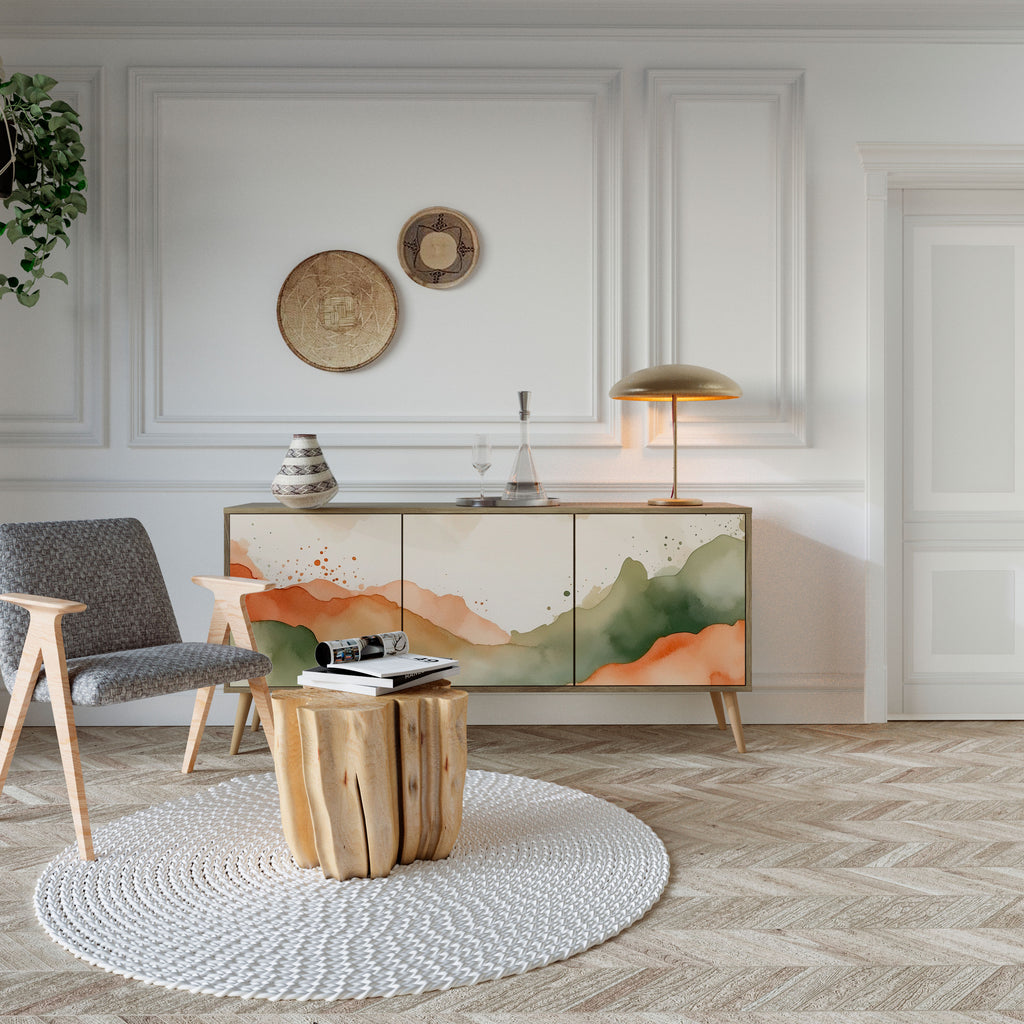 WATERCOLOUR PEAKS Skänk med tre dörrar