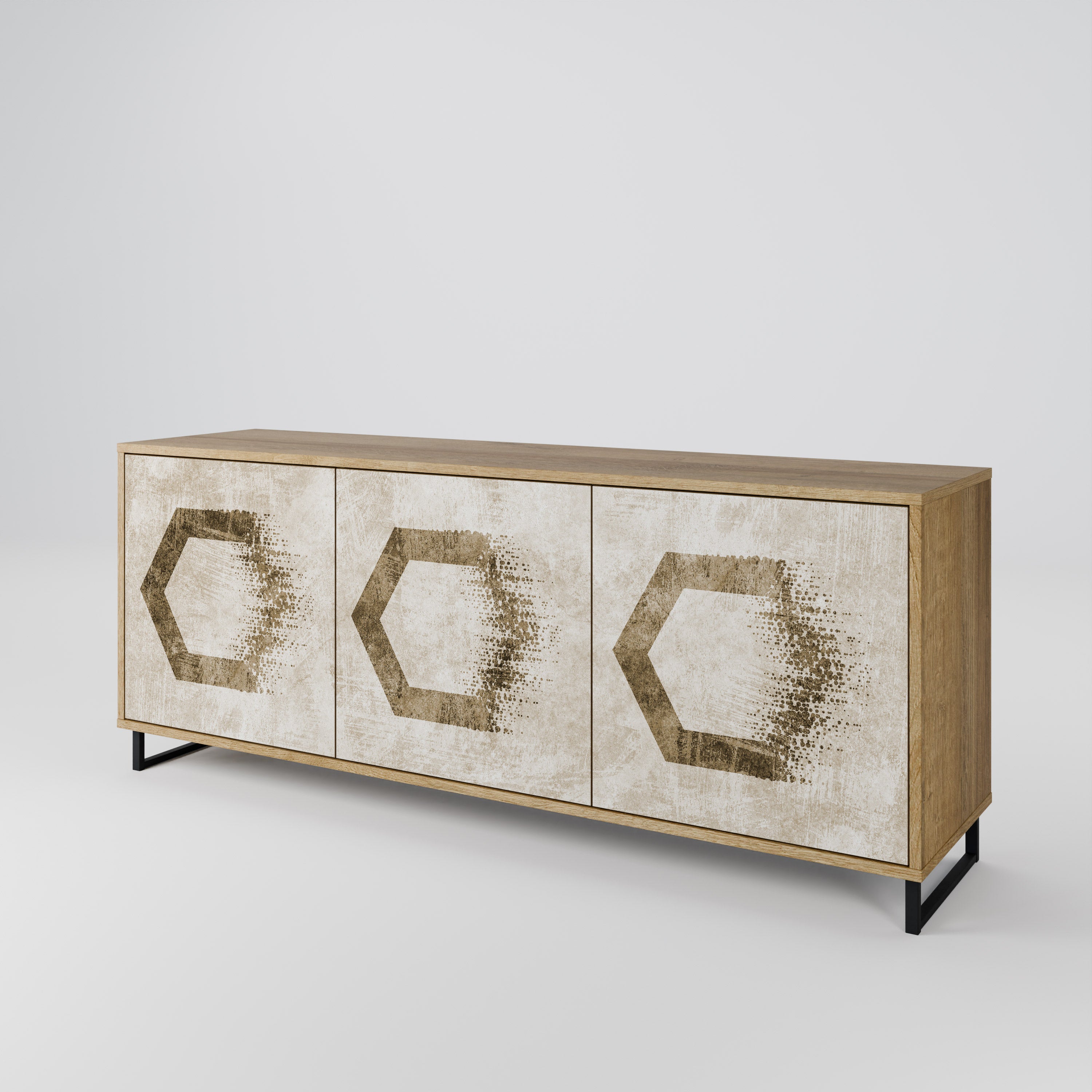 HEXAGONAL SHAPES 3-Door Sideboard