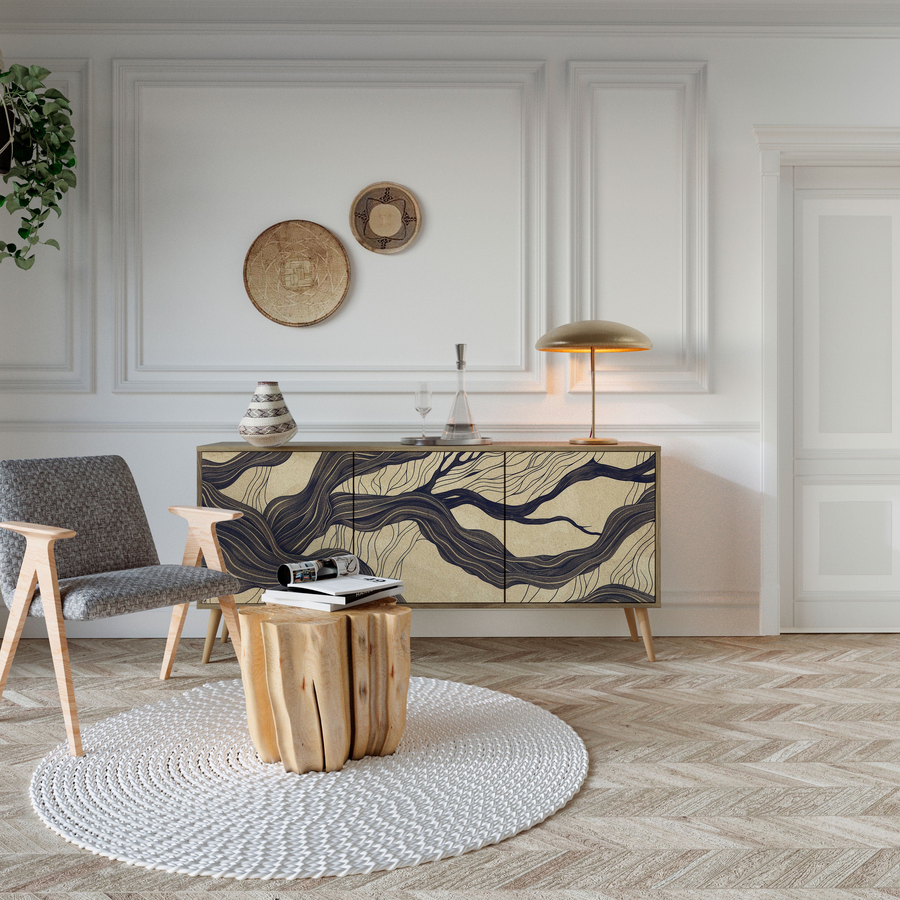 UNIFIED FRAGMENTS Skänk med tre dörrar