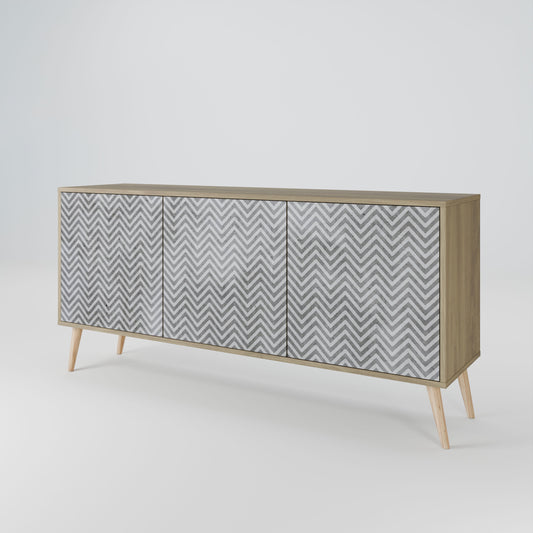 Credenza CONCRETE ZIG ZAG a 3 ante in effetto rovere