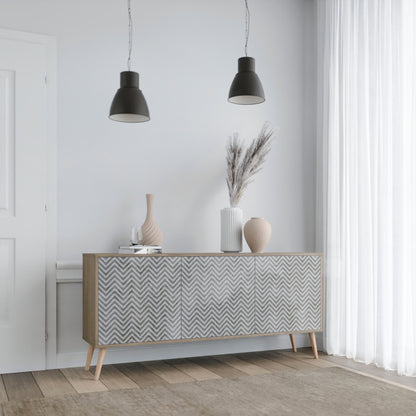 Credenza CONCRETE ZIG ZAG a 3 ante in effetto rovere