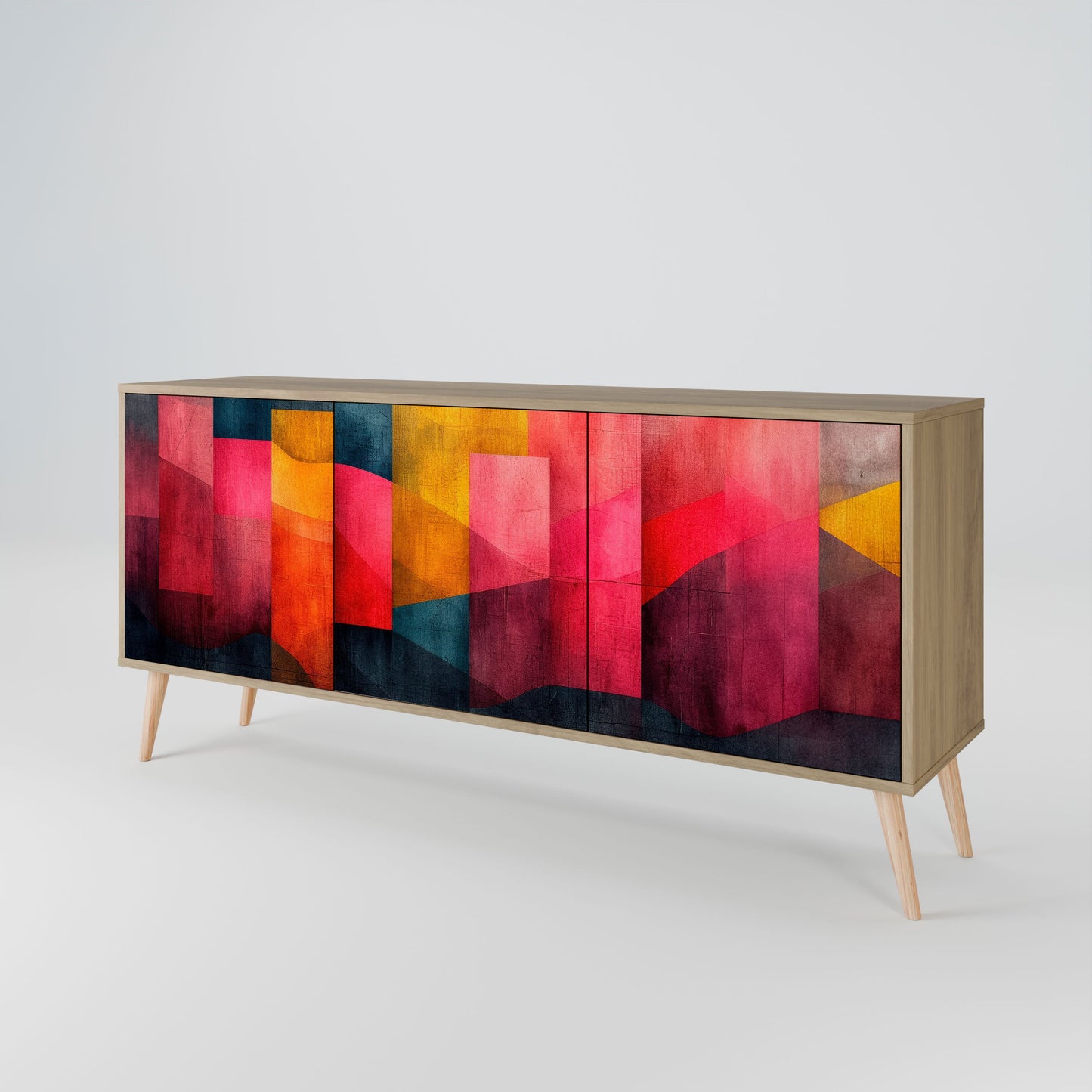 COLORFUL SOUNDS 3-Door Sideboard in Oak Effect