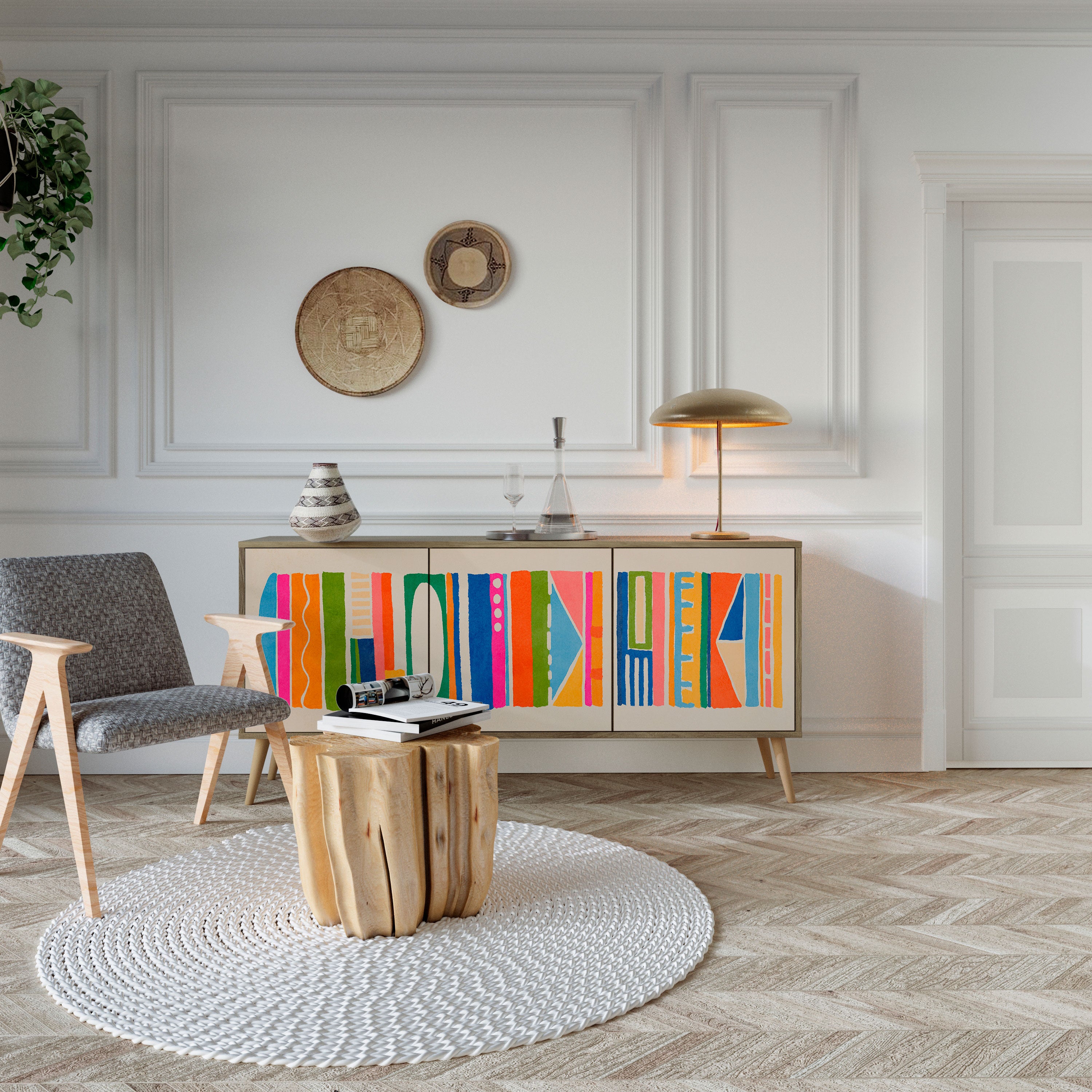 GEOMETRIC SHINE 3-Door Sideboard