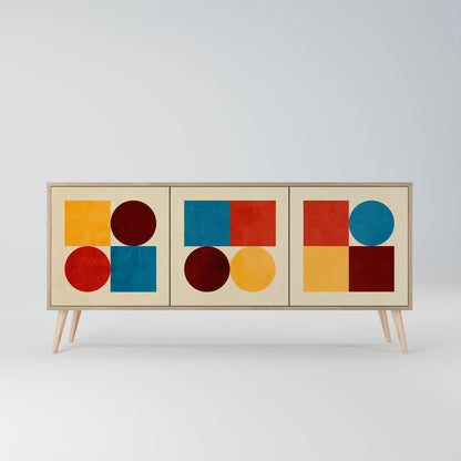 Credenza GEOMETRIC PUZZLE a 3 ante in effetto rovere