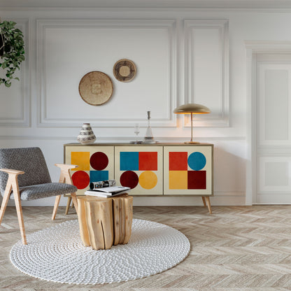 Credenza GEOMETRIC PUZZLE a 3 ante in effetto rovere