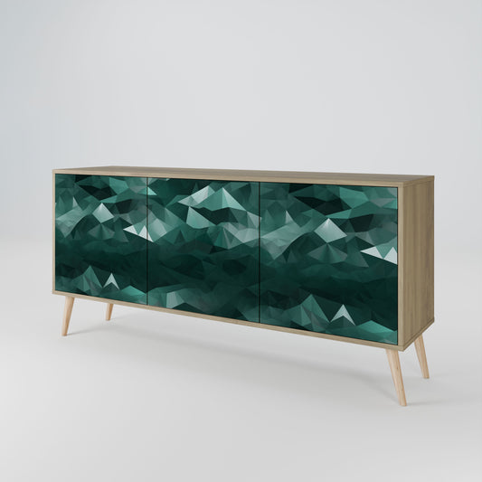 Credenza POLYGONALE FLUTTUANTE a 3 ante in effetto rovere