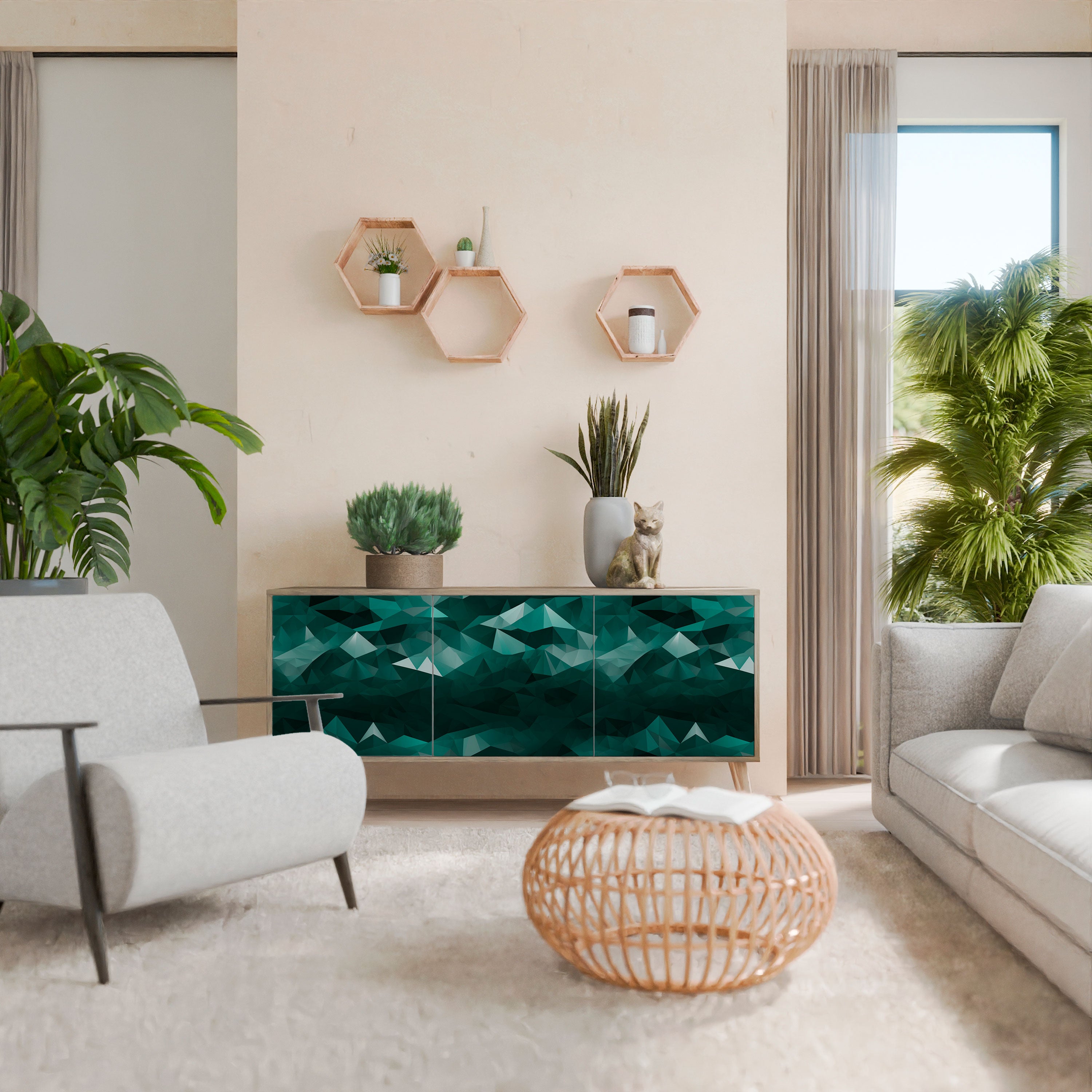 POLYGONAL FLOATING Aparador de 3 Puertas