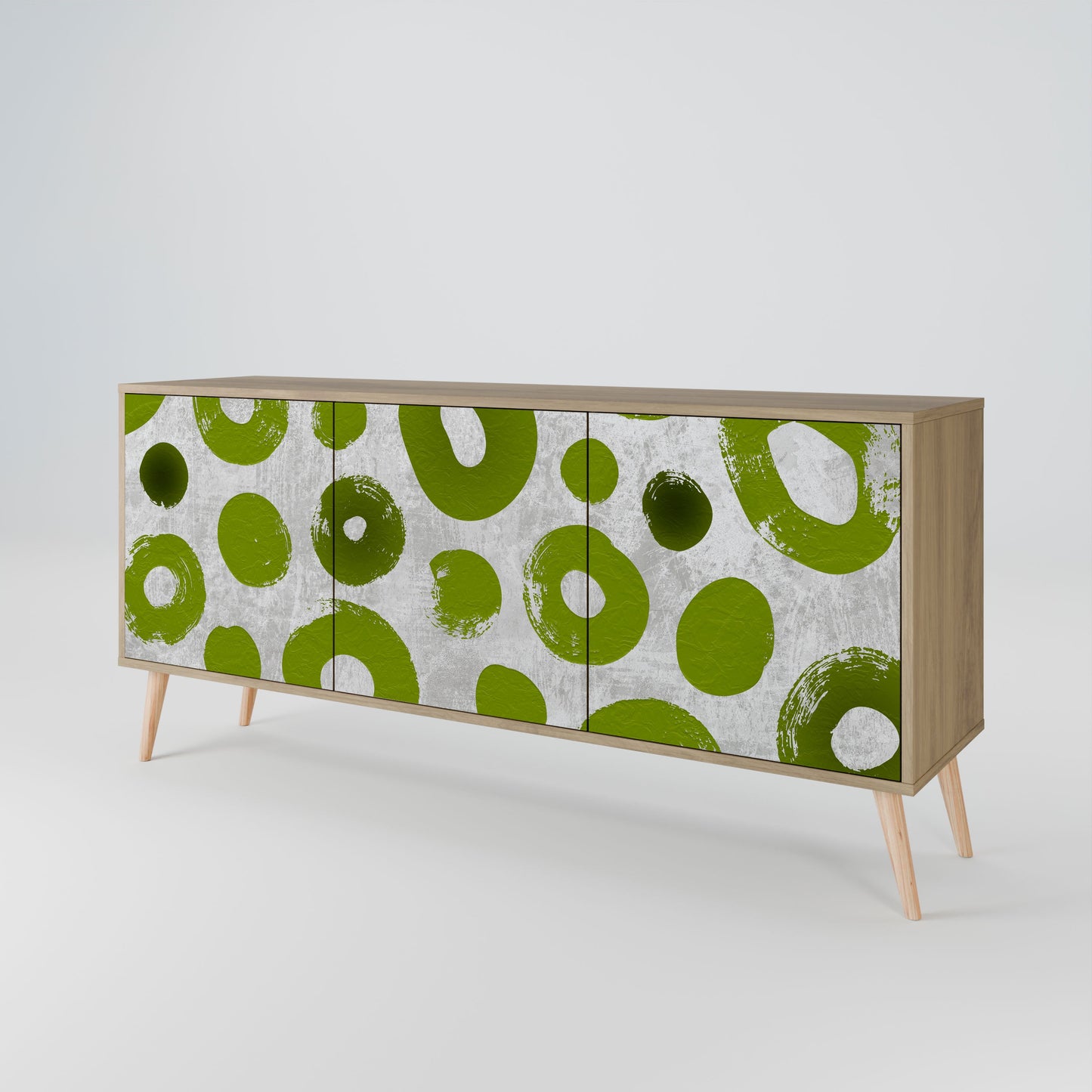 GREEN RHAPSODY 3-Door Sideboard in Oak Effect