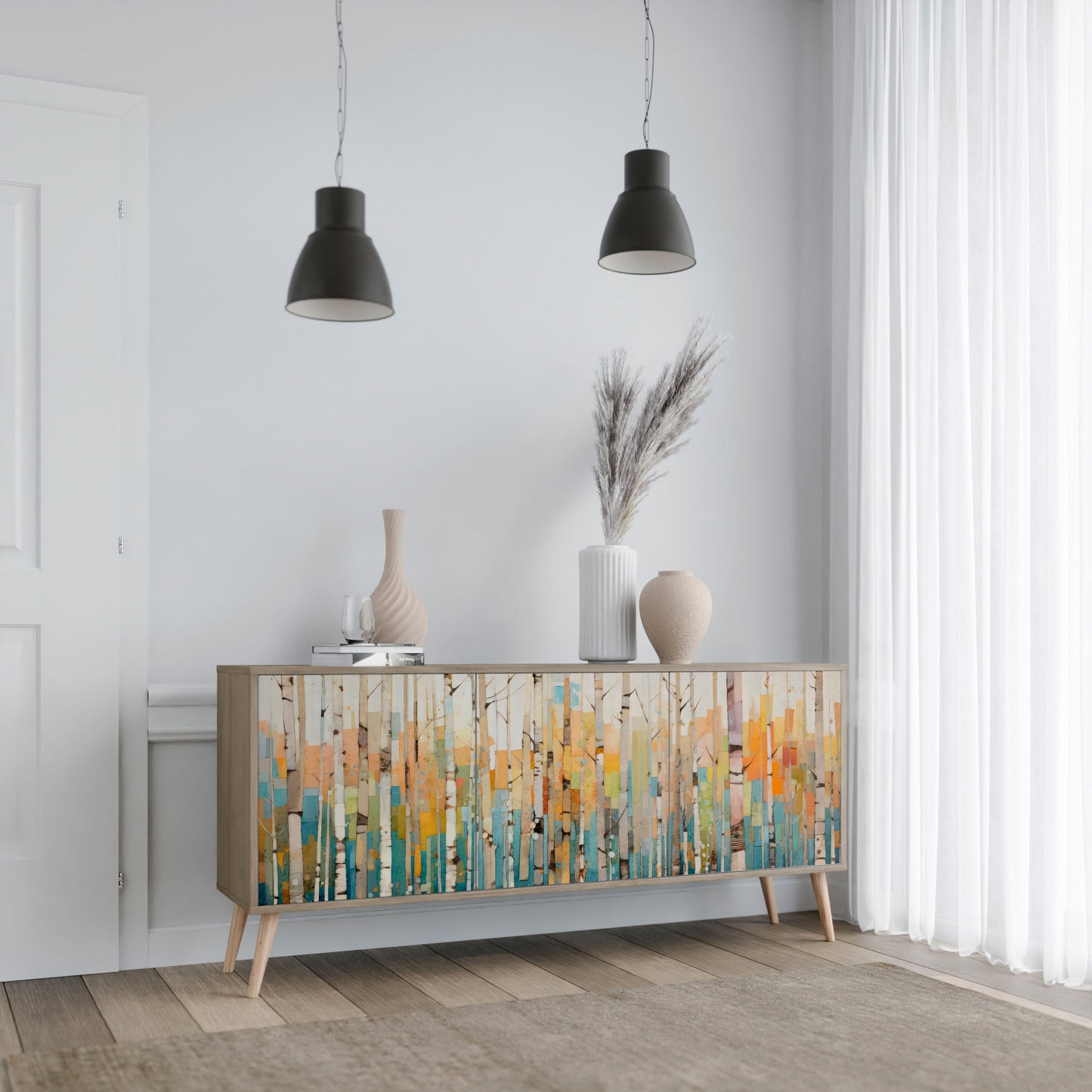 Credenza BIRCH KALEIDOSCOPE a 3 ante in effetto rovere