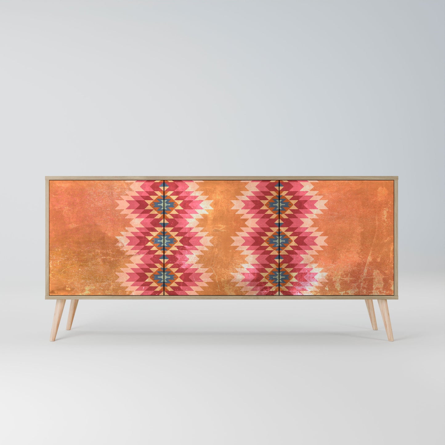 Credenza INDIAN FOLK a 3 ante in effetto rovere