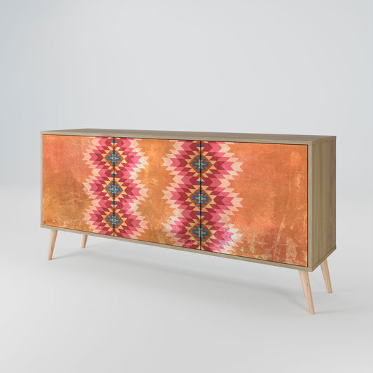 Credenza INDIAN FOLK a 3 ante in effetto rovere