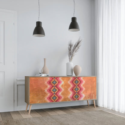 Credenza INDIAN FOLK a 3 ante in effetto rovere