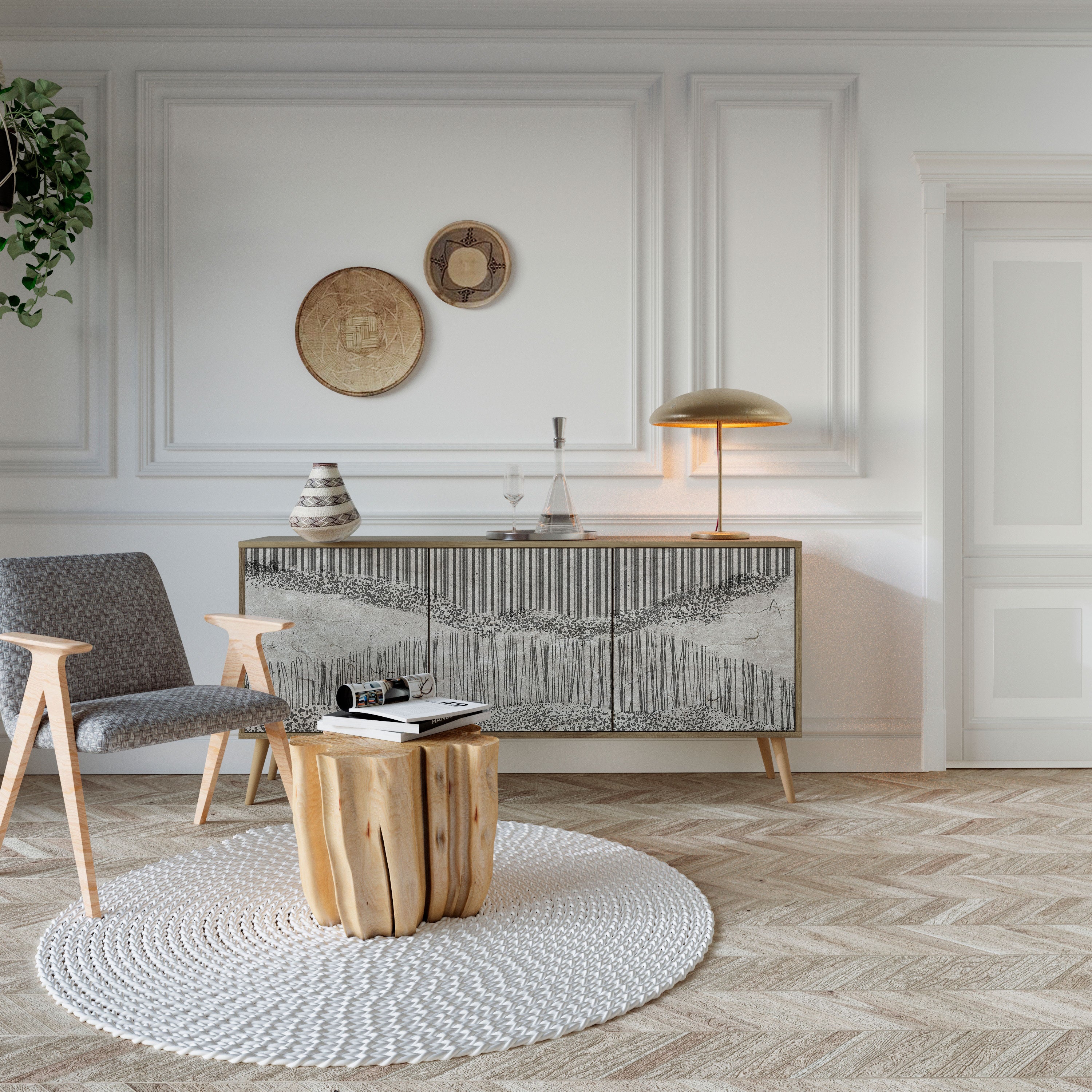 GRAIN LINES 3-Door Sideboard