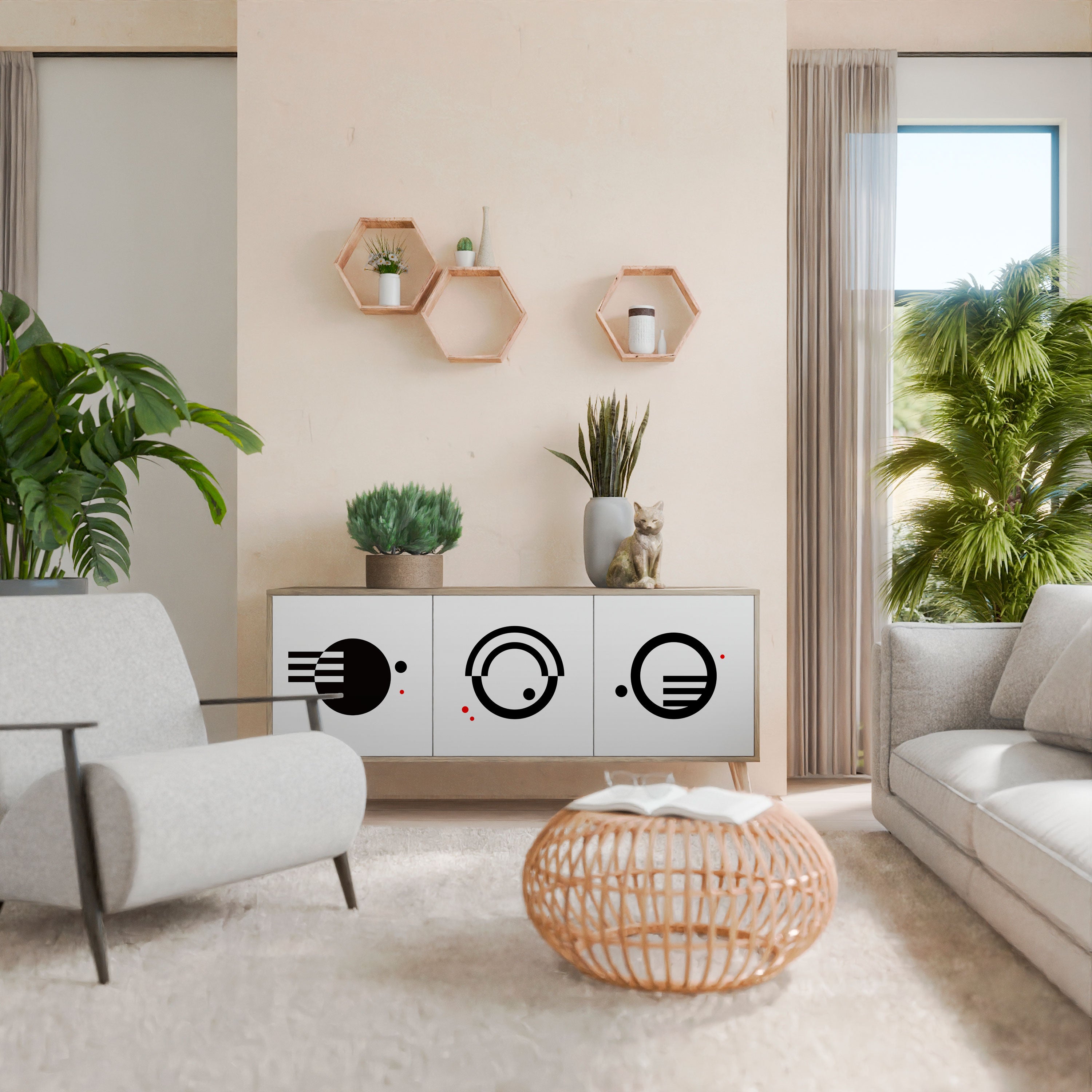 BLACK AND WHITE COMBINATION 3-Door Sideboard