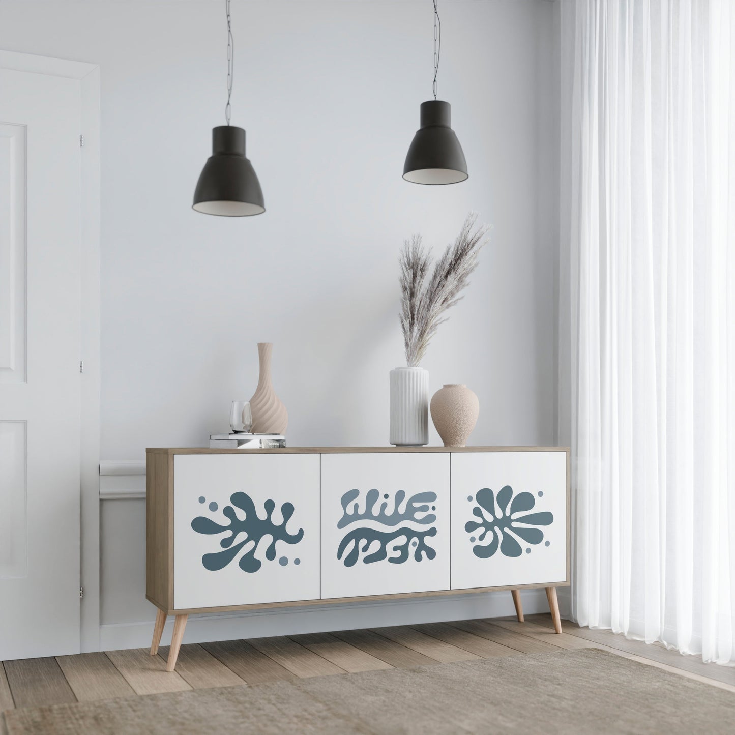 Credenza WONDERLAND VEGETATION a 3 ante in effetto rovere