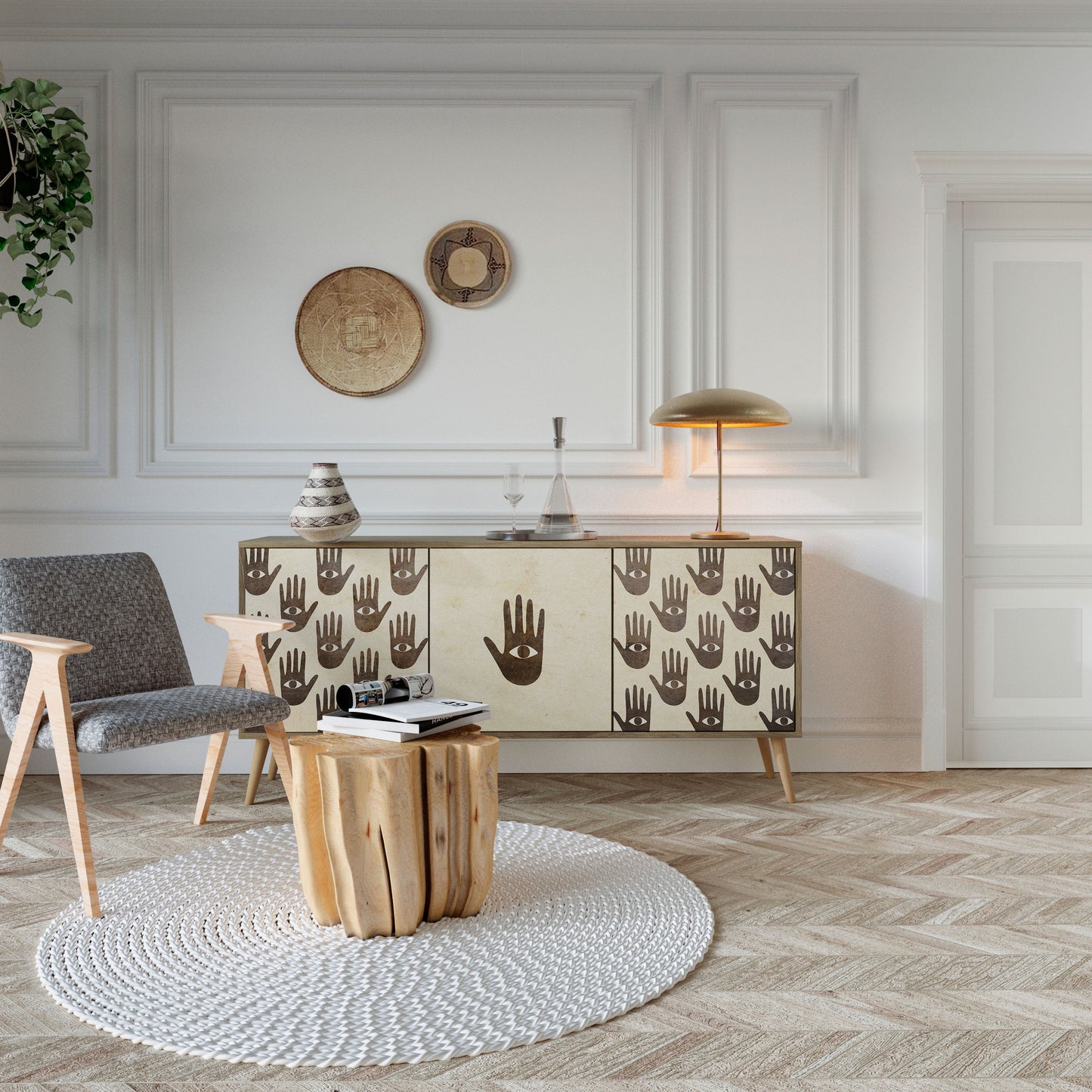 SEE MORE 3-Door Sideboard in Oak Effect