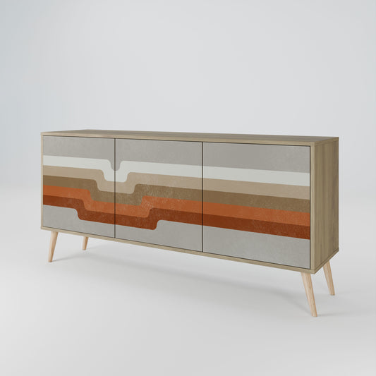 Credenza a 3 ante PECULIAR TRAIL in effetto rovere