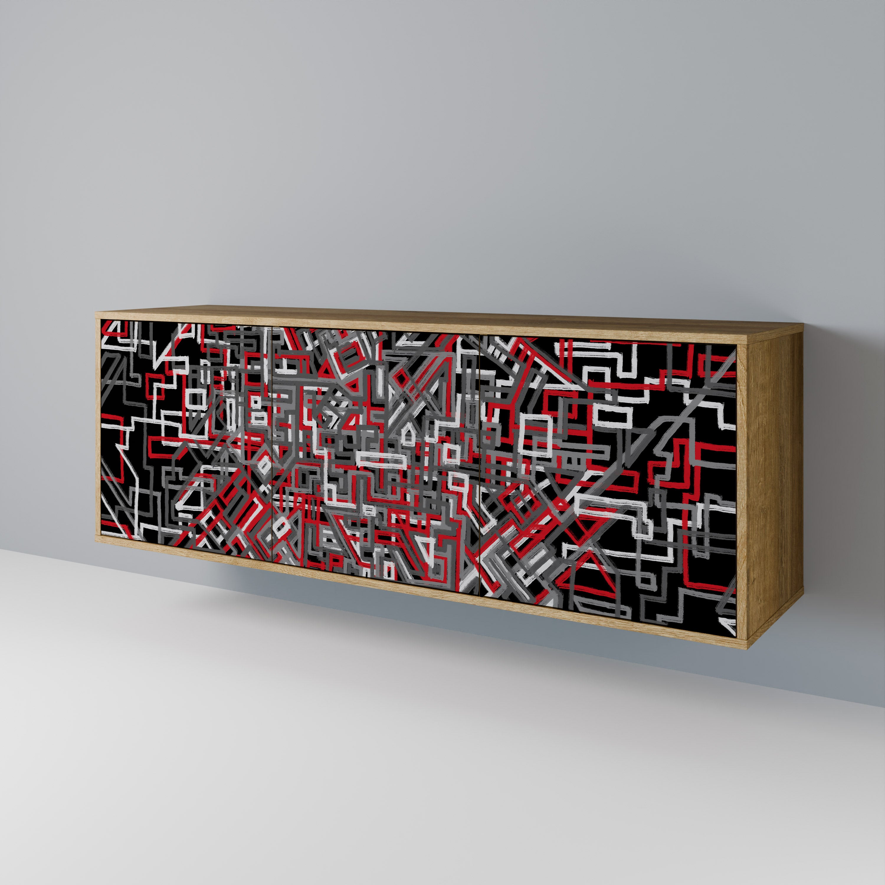 BROKEN LINES Skänk med tre dörrar