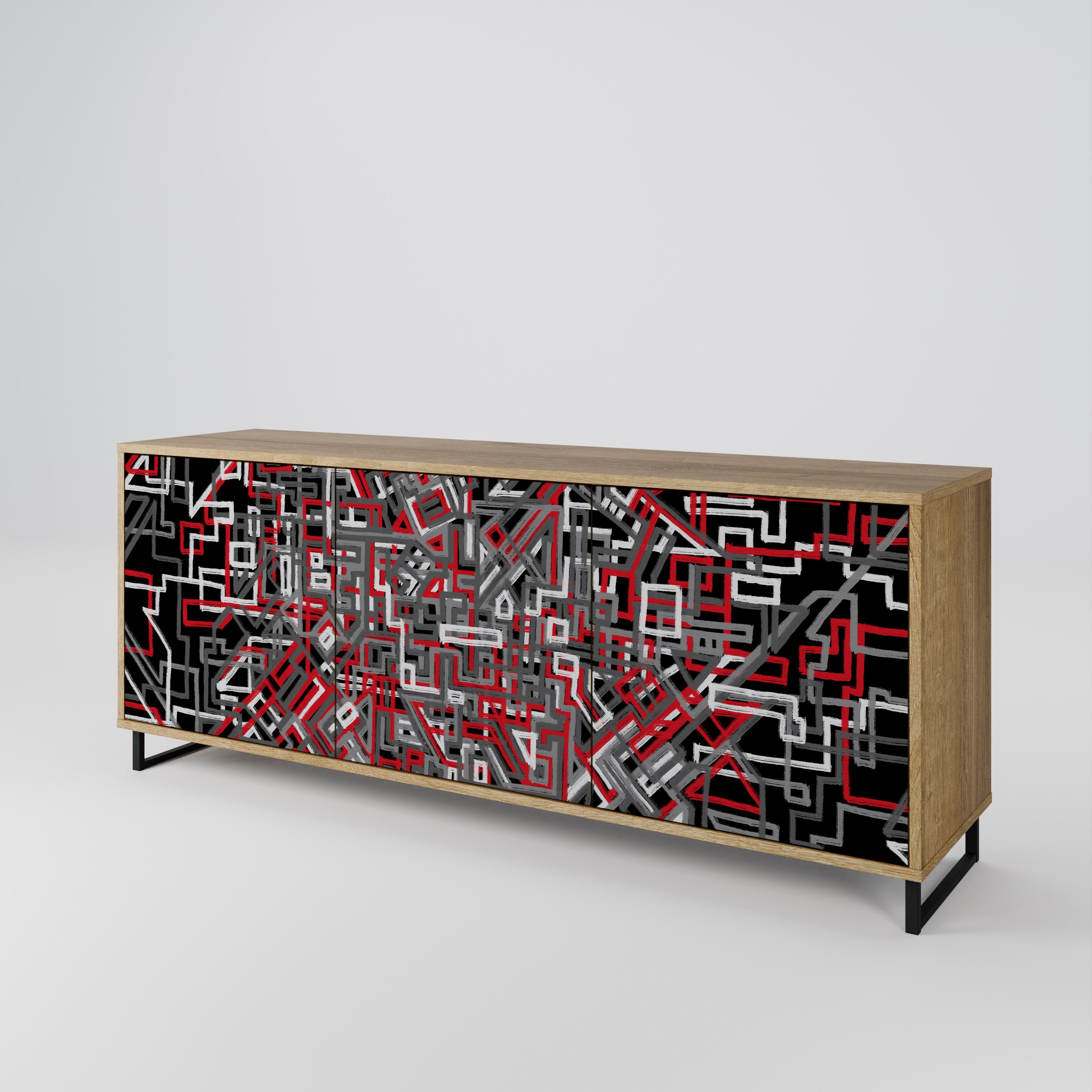 BROKEN LINES Skänk med tre dörrar