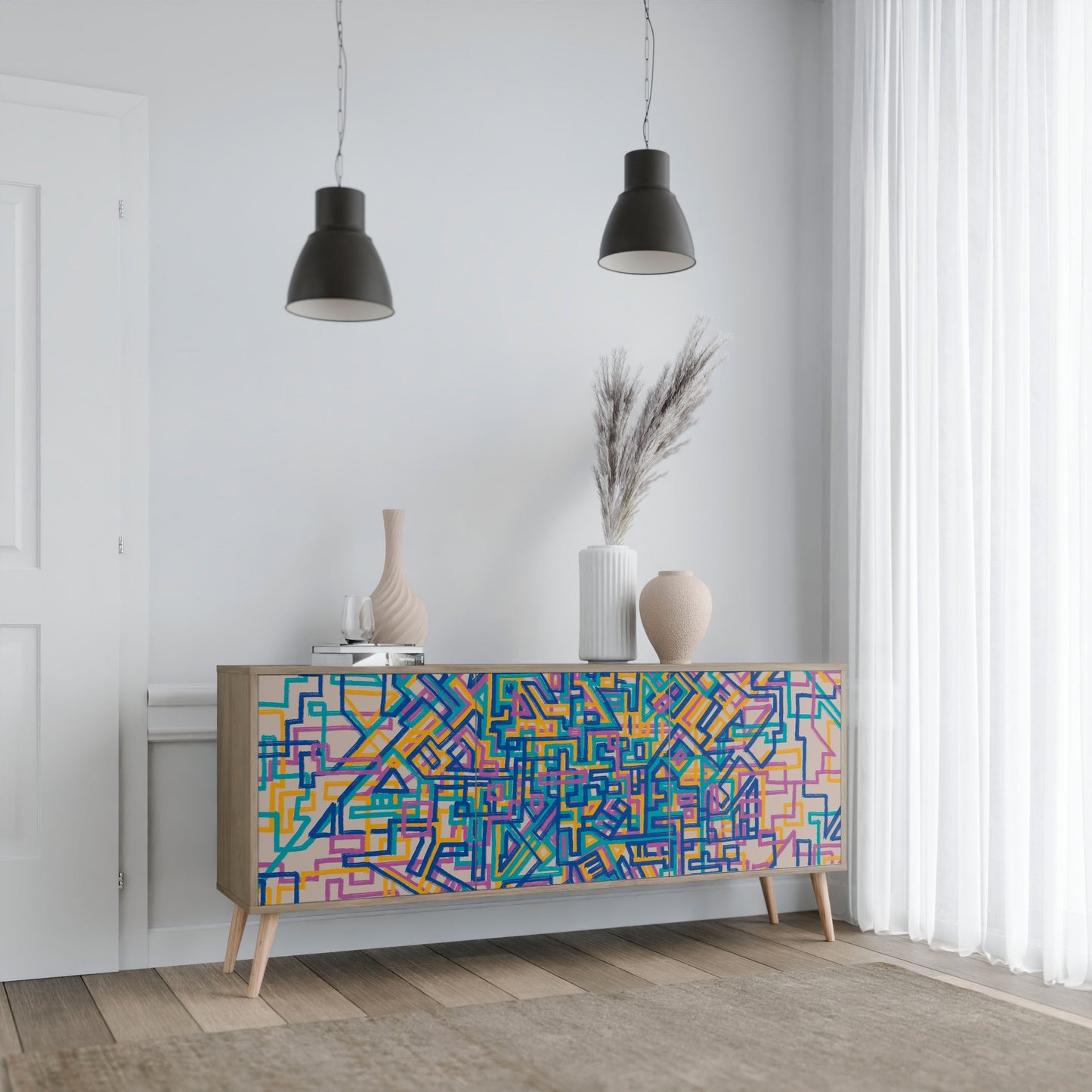 MEMORIES MAP 3-Door Sideboard in Oak Effect