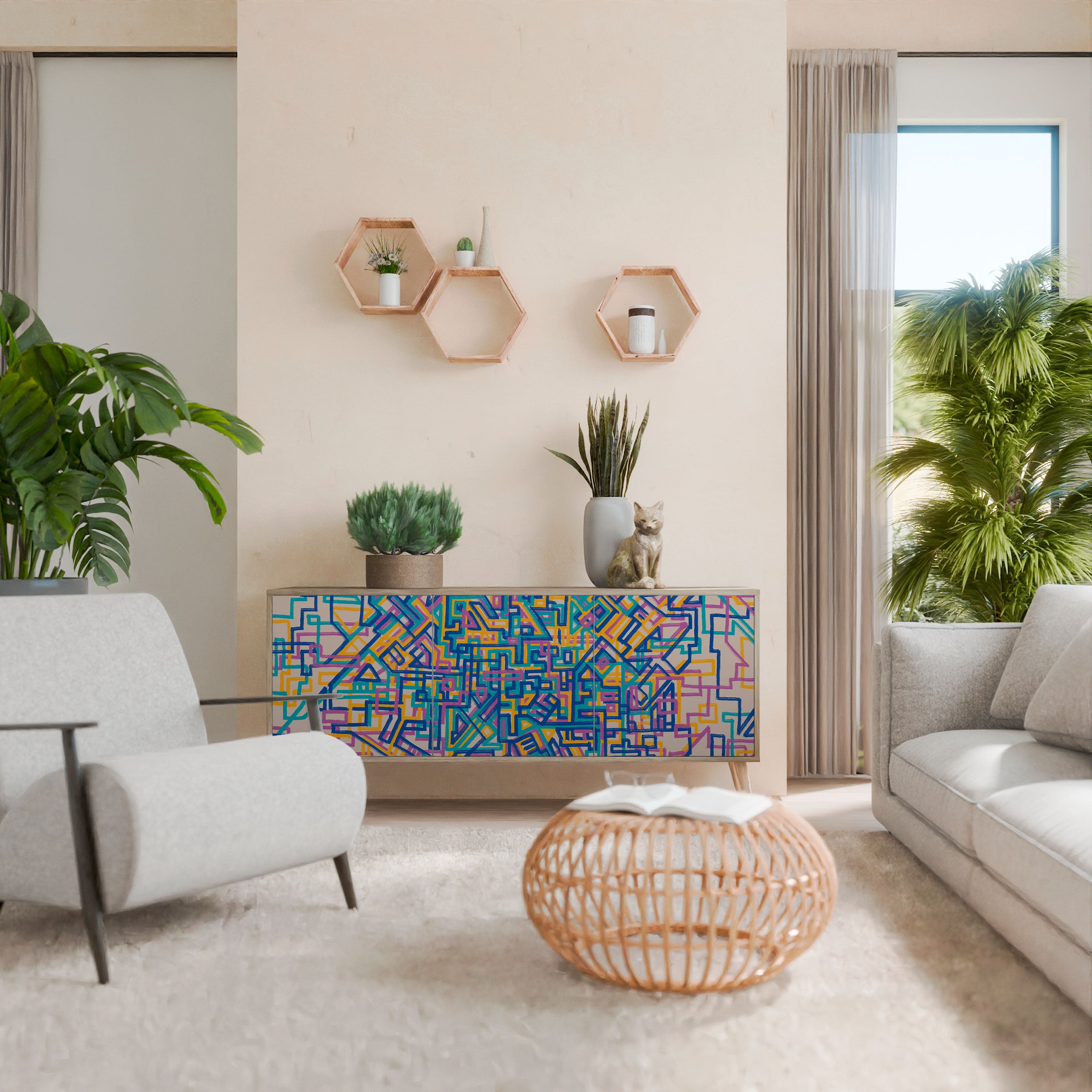 MEMORIES MAP Skänk med tre dörrar