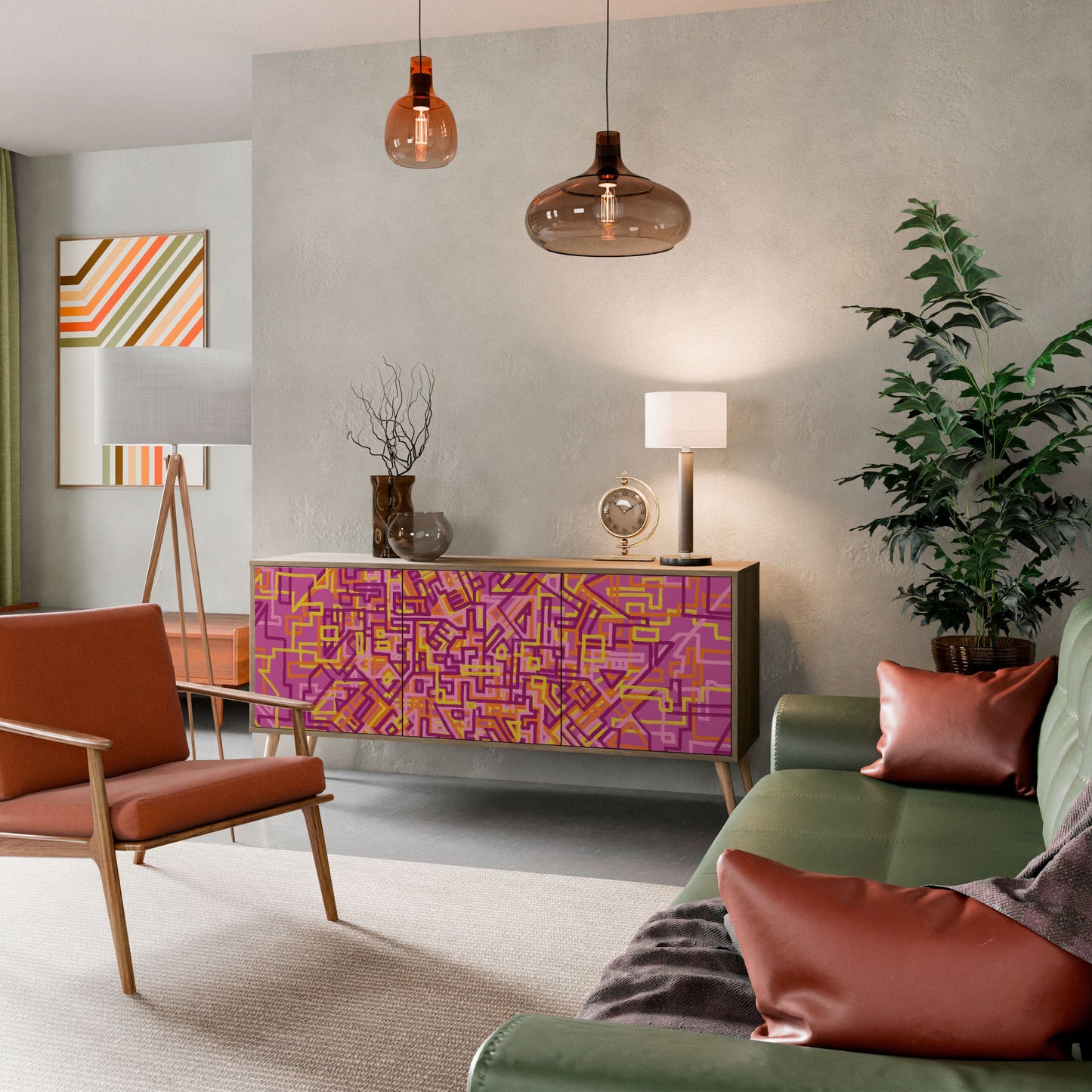 LOVELY MEMORIES 3-Door Sideboard in Oak Effect